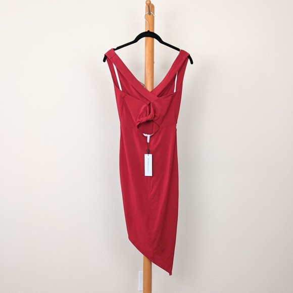 BCBGeneration Shirred Asymmetric Matte Jersey Cocktail Dress in jester red - Picture 5 of 8